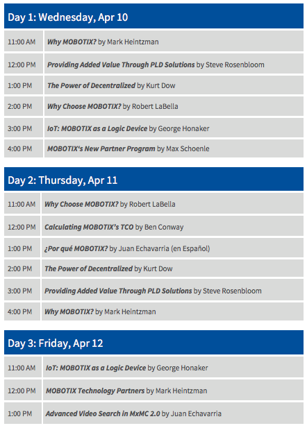 ISC West 2019 Presentation Schedule